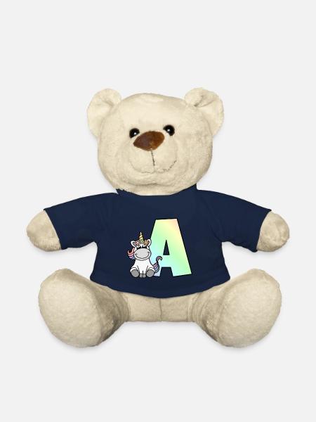 Licorne Lettre A - Nounours - bleu marine