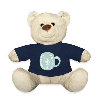 Joyeux Noël Chien Teckel Patte T-Shirt - Nounours - bleu marine - Devant
