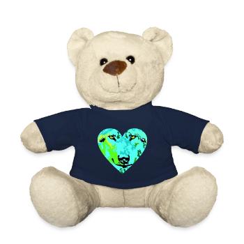 Heart Wolf Light 3 D Art - Teddy Bear - french navy - Front