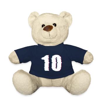 10 Zehn Zahl Effekt Verzerrt Nummer - Teddy - French Navy - Vorne
