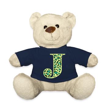 Buchstabe J Anfangsbuchstabe Initialen Leopard Leo - Teddy - French Navy - Vorne