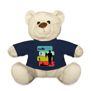 Pêcheur bateau de pêche canne à poisson brochet sandre perche - Nounours - bleu marine - Devant