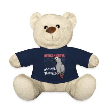 African Grey Parrot as Therapy Funny Quote Bird - Teddy Bear - french navy - Front