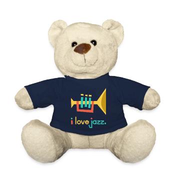 I love Jazz - I love jazz trumpet musicians - Teddy Bear - french navy - Front