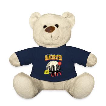 Manchester England UK City Skyline Vintage Retro - Teddy Bear - french navy - Front