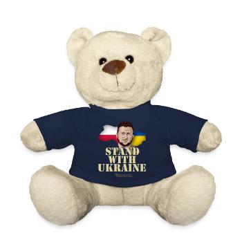 Ukraine Poland Stand with Ukraine Zelenskyj - Teddy Bear - french navy - Front