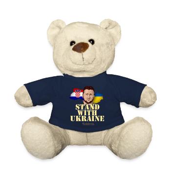 Croatia Stand with Ukraine - Teddy Bear - french navy - Front