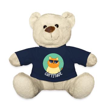 Cattitude Cat Funny Animal Puns - Nounours - bleu marine - Devant