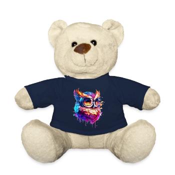 Party Eule als Vogel in bunt als cooles Artwork - Teddy - French Navy - Vorne