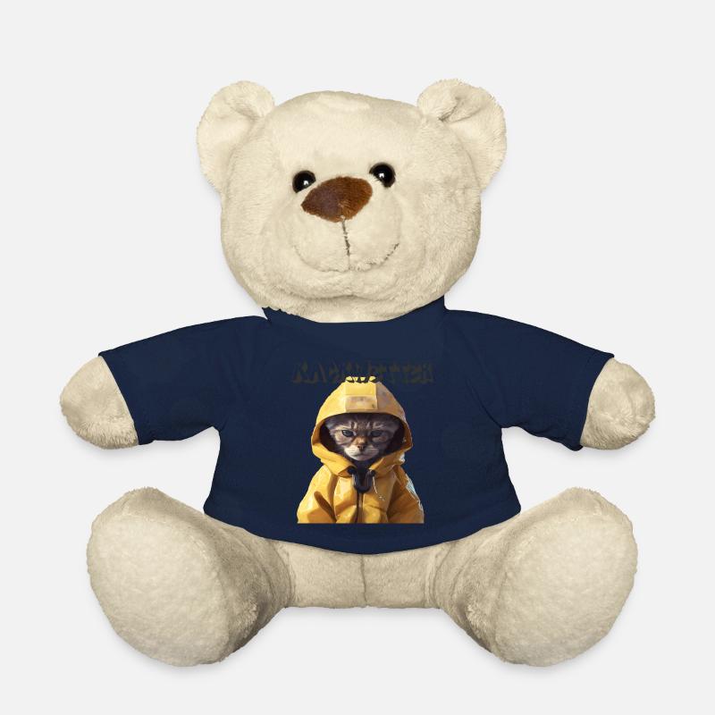 Katze im Regenmantel Kackwetter Geschenk - Teddy - French Navy