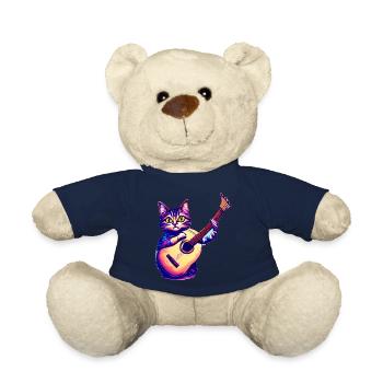 Guitariste Chat domestique Chat Chat Guitare Chat Chaton - Nounours - bleu marine - Devant