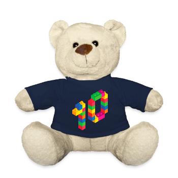 Bâtiment en bloc mignon 10e anniversaire Cadeau 10 ans - Nounours - bleu marine - Devant