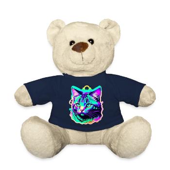 chat coloré - Nounours - bleu marine - Devant