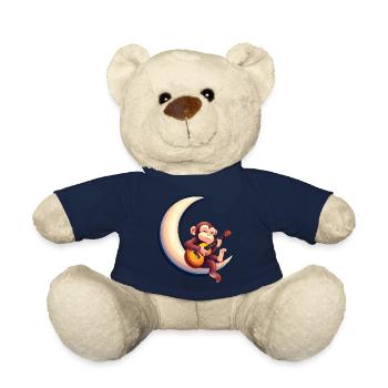 Musical monkey in the crescent moon - Teddy Bear - french navy - Front