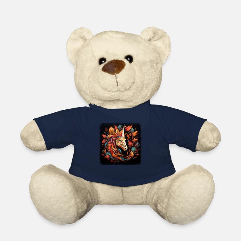 Herbstliches Pferd: Abstrakte Kunst im Laubkranz - Teddy - French Navy