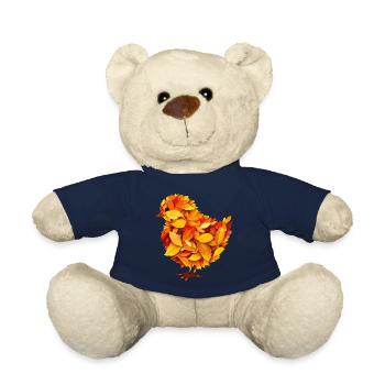 Autumn colorful leaves chicks - Teddy Bear - french navy - Front