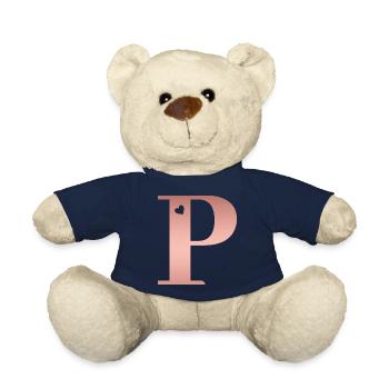letter P rose gold - Teddy Bear - french navy - Front