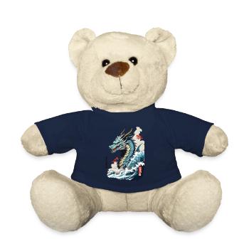 Vintage Ukiyo-E Kunst Japanischer Drache mit Kanji - Teddy - French Navy - Vorne