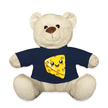 Kawaii cheese piece with funny face - Teddy Bear - french navy - Front
