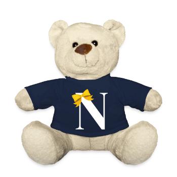 Lettre n nœud jaune - Nounours - bleu marine - Devant
