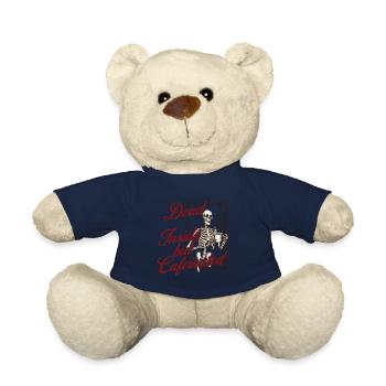 Halloween Coffee Lover Skeleton Coffee Design - Teddy Bear - french navy - Front