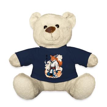 Kitsune Samurai Fuchs Vintage Ukiyo-e Stil - Teddy - French Navy - Vorne