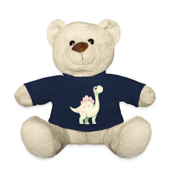 Verspielter rosa Dino mit Blume - Teddy - French Navy - Vorne