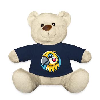 Colorful Cartoon Parrot Head Illustration - Teddy Bear - french navy - Front
