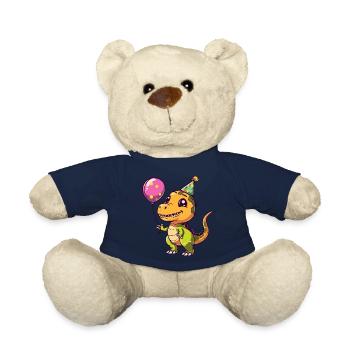 Dinosaur T-Rex Birthday Comic - Teddy Bear - french navy - Front