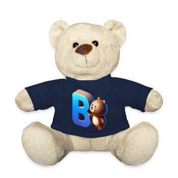 Cute bear with glowing letter B - Teddy Bear - french navy - Front