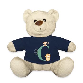 Lettre c vert animaux jungle - Nounours - bleu marine - Devant