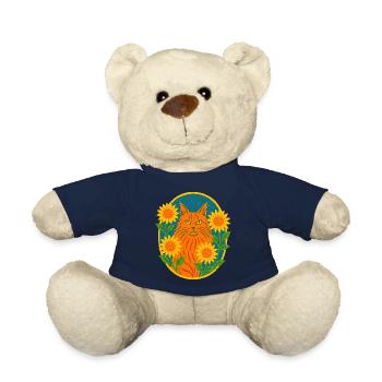 Ginger Kitty Cat - Teddy Bear - french navy - Front