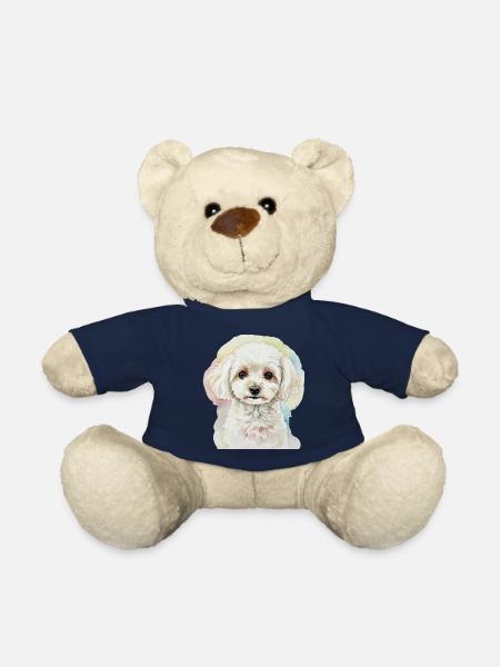 Aquarellstil Hundeporträt - Teddy - French Navy