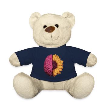 Neurodivergent, autism, ADHD, sunflower, brain - Teddy Bear - french navy - Front