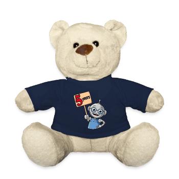 Fünf Jahre 5. Geburtstag kleiner bunter Roboter - Teddy - French Navy - Vorne