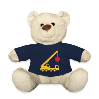 ★ Design colors can be changed ★ Mobile crane with a heart - Teddy Bear - french navy - Front