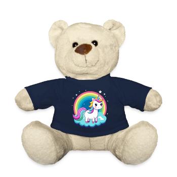 Süßes Regenbogen-Einhorn - Teddy - French Navy - Vorne