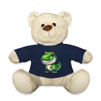 Cute Dino T-Rex Cartoon Teeth Show Smile - Teddy Bear - french navy - Front