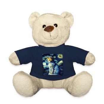Chat de nuit étoilé Le chat de van gogh Parodie drôle - Nounours - bleu marine - Devant