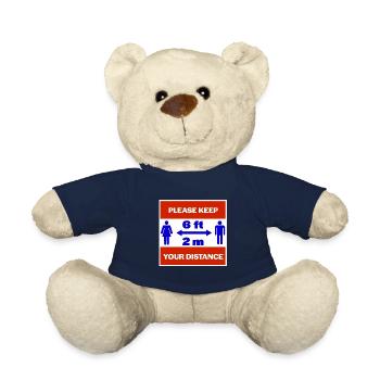 Please keep your distance - Teddy Bear - french navy - Front