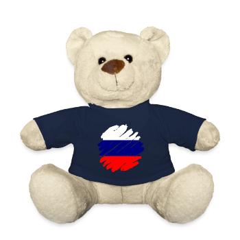 Russia Flag Vintage Russian Flag Used Look - Teddy Bear - french navy - Front