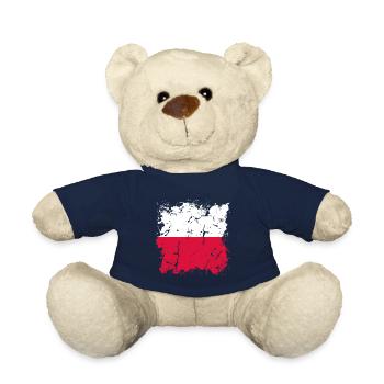 Poland Flag Used Look Polska Polish Flag - Teddy Bear - french navy - Front