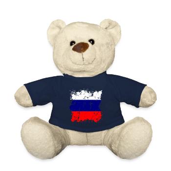 Russia Flag Vintage Russian Flag Used Look - Teddy Bear - french navy - Front