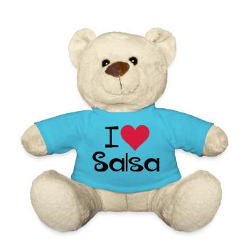 J'aime la salsa - chemise de danse de salsa - Nounours - bleu outremer - Devant