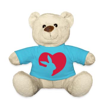 Dear Rabbit Heart Lover Gift - Teddy Bear - atoll blue - Front