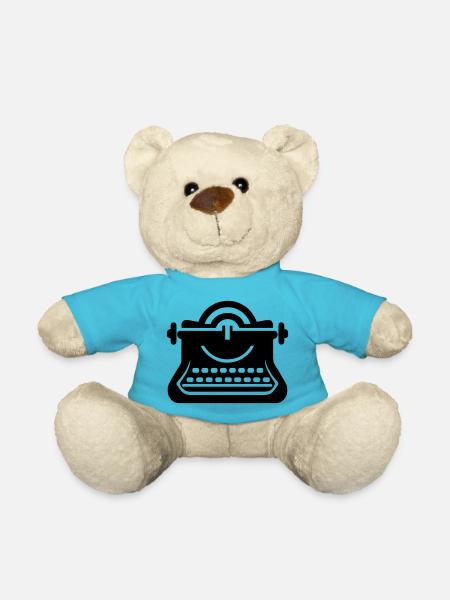 Old Typewriter Vintage - Teddy Bear - atoll blue