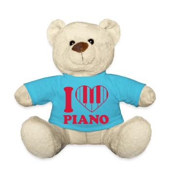 I Love Klavier Piano Herz Musik Instrument Liebe - Teddy - Atollblau - Vorne