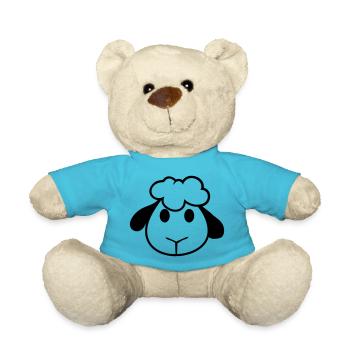 Sheep Face Head Cute Cute Lamb Cool Comic - Teddy Bear - atoll blue - Front