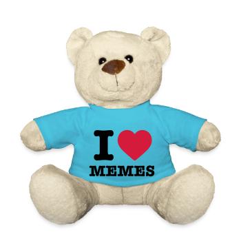 I love Memes Herz rot Spruch Sprüche Meme Geschenk - Teddy - Atollblau - Vorne
