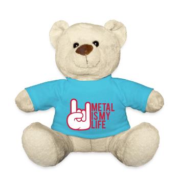Metal Is My Life Hard Rock Hörner Comic Handgeste - Teddy - Atollblau - Vorne